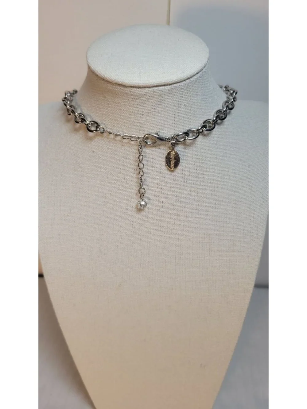 White House Black Market Silver-Tone Rhinestone Accented Chain Necklace